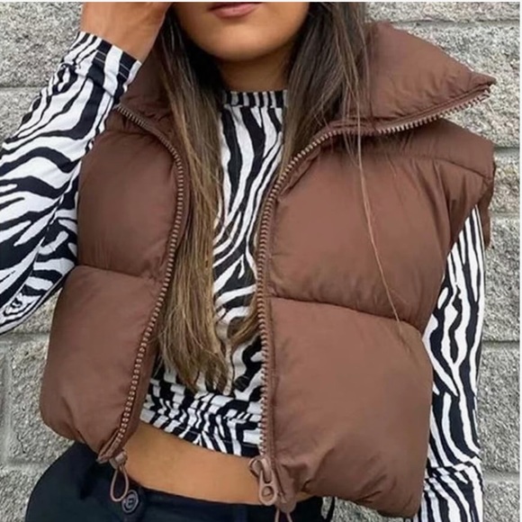 Brown cropped vest - Picture 1 of 3